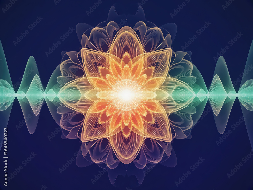 custom made wallpaper toronto digitalRadiating Abstract Energy Burst with Symmetrical Floral Wave Pattern – Digital Art Design"