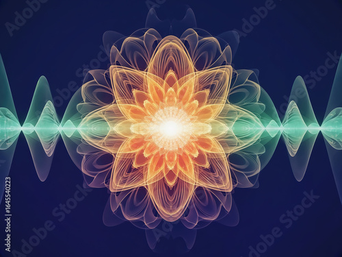Wallpaper Mural Radiating Abstract Energy Burst with Symmetrical Floral Wave Pattern – Digital Art Design" Torontodigital.ca