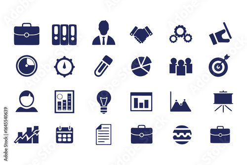 Business and Finance Icon Set. Vector Symbols for Office, Management, Analytics, and Productivity