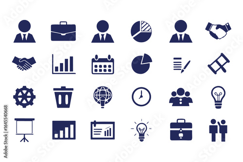 Business and Finance Icon Set. Vector Symbols for Office, Management, Analytics, and Productivity