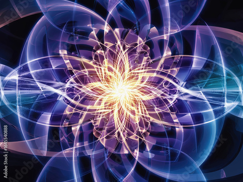 Wallpaper Mural Radiating Abstract Energy Burst with Symmetrical Floral Wave Pattern – Digital Art Design" Torontodigital.ca