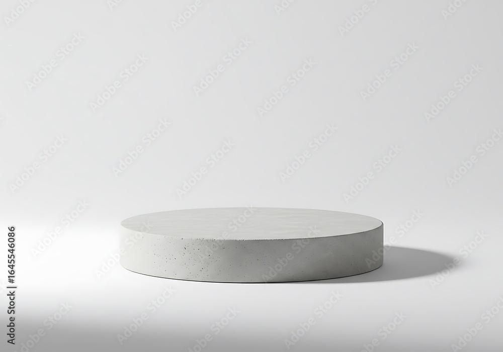 Minimalist concrete pedestal on a white studio background Minimalist concrete pedestal on a white studio background