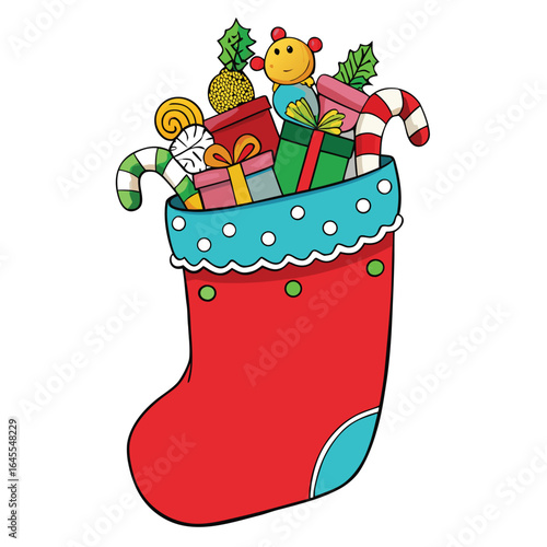 christmas stocking filled with toys  .eps
