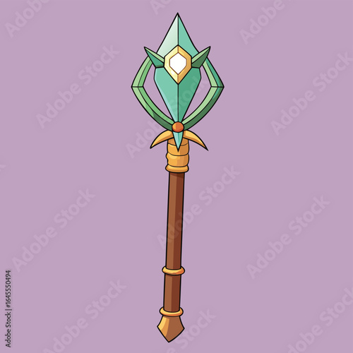 sorcerer s staff with glowing gem  .eps