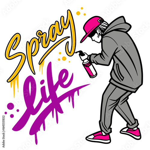 Graffiti artist creating spray paint art with vibrant colors urban art street art