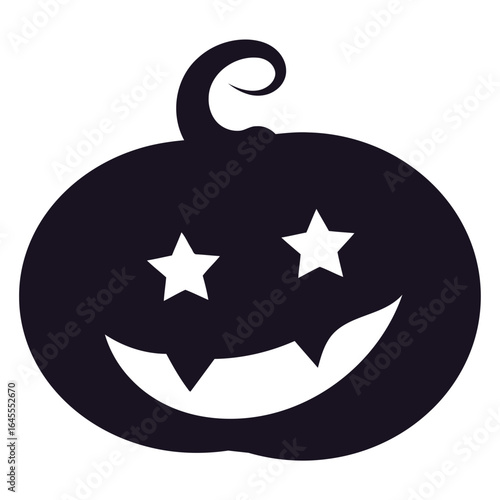 Spooky pumpkin with star eyes and a toothy grin.
