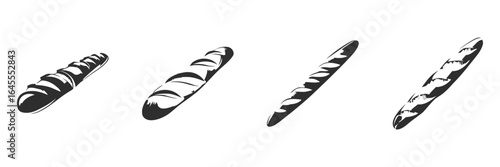 Four loaves of bread in a row.