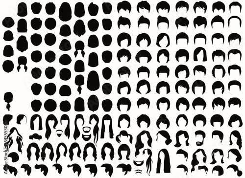 Collection of black and white hairstyles.
