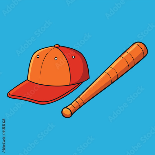 baseball cap and bat set  .eps