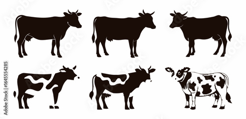 Silhouettes of various cows.