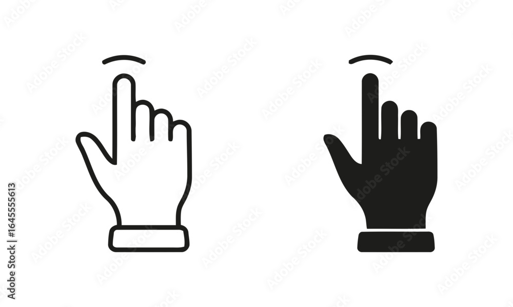 Obraz premium Two hand icons, one black and one white, pointing upwards. 
