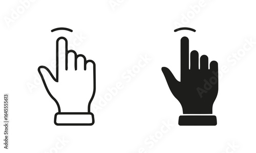 Two hand icons, one black and one white, pointing upwards.

