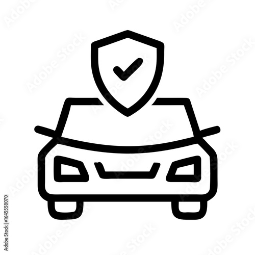 Car insurance vehicle protection shield safety transport automobile silhouette vector illustration
