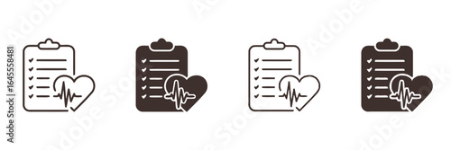 Medical records with heart symbols.