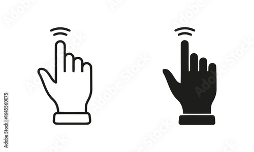 Two hand icons, one black and one white, showing a finger pointing.