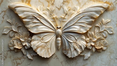 Marble Butterfly Wall Carving.