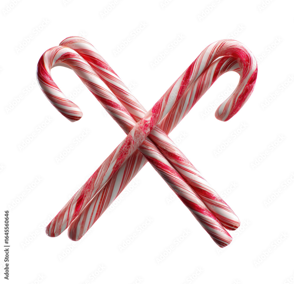 Fototapeta premium Holiday candy canes festive kitchen food cheerful atmosphere, isolated on transparent background, png