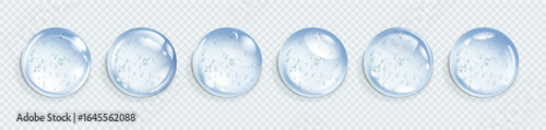 Hyaluronic acid bubbles. Collagen clear drops. Cosmetic serum. Skincare product. Vector illustration