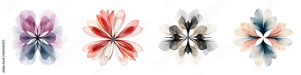 Fototapeta premium Abstract Watercolor Flower Motifs - Delicate Floral Design Elements