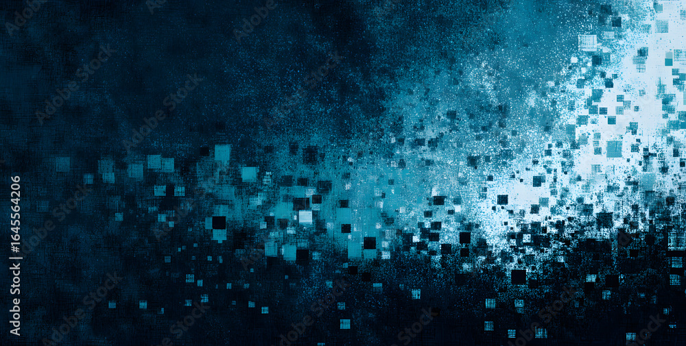 Obraz premium Grungy blue digital texture with pixelated grain, serving graphic design needs and creative visual compositions