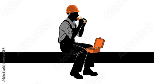 construction workers lunch break a silhouette illustration of a hardworking tradesman enjoying a welldeserved meal on the job
