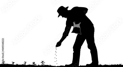 farmer sowing seeds a silhouette representing growth sustainability and agricultural success