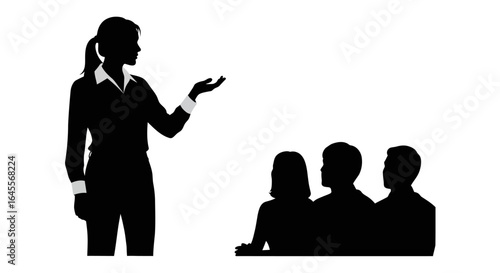 empowering business presentation female leader presenting to attentive audience ideal for leadership training and corporate success visuals