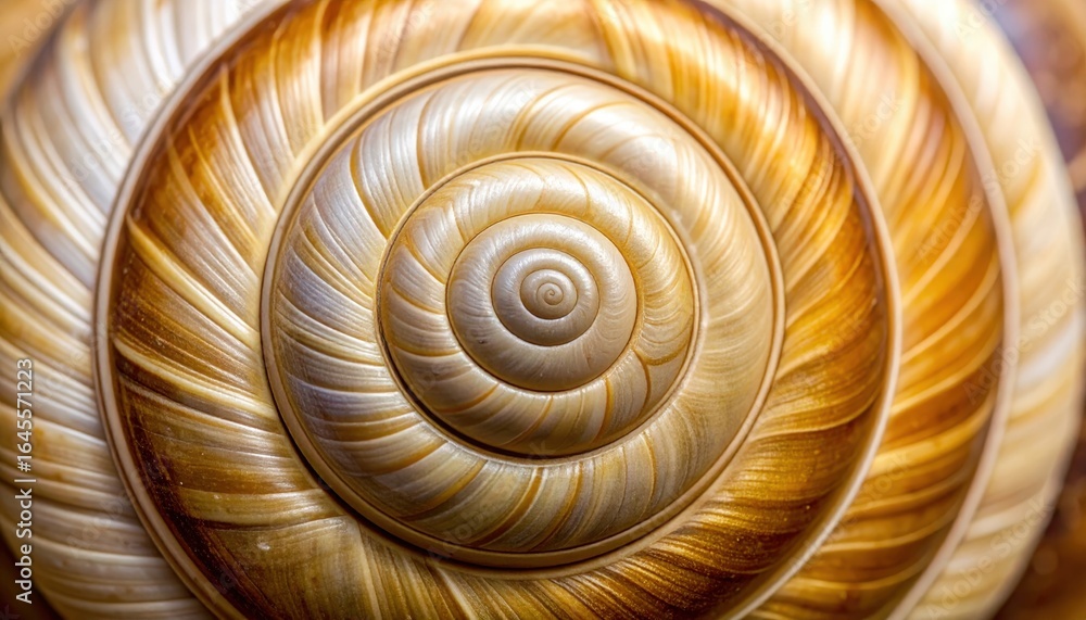 Obraz premium Spiral of Nature's Artistry: An intricate, close-up view showcasing the natural, spiral design of a snail shell.