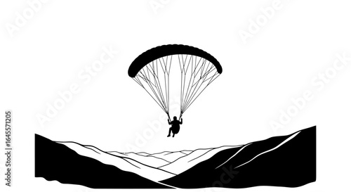 paragliding over majestic mountains a silhouette image perfect for adventure travel and freedomthemed designs