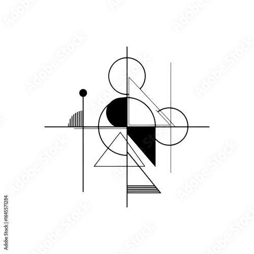 A vector design made with a combination of straight lines and geometric shapes, which conveys a modern and orderly feel. It is suitable for technology, science, and art.