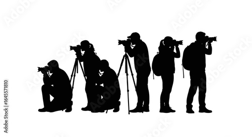 photojournalism team in action silhouettes of photographers capturing the moment ideal for news events and media websites