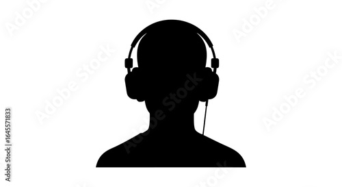 silhouette of person wearing headphones perfect for podcast music audiobook or customer service icons websites and app designs