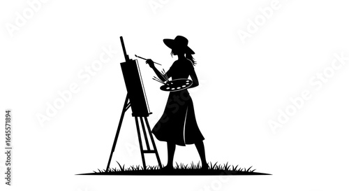 elegant silhouette of a female artist painting en plein air perfect for creative business branding art websites and inspirational projects