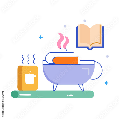 illustration of a bath in a bathroom