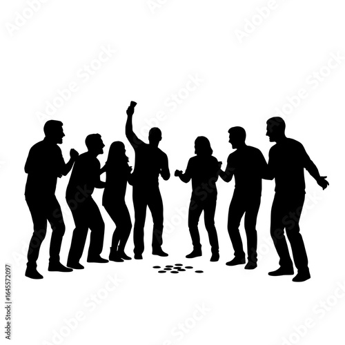 silhouette of friends celebrating a victory showing excitement and unity after a thrilling competition or achievement