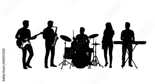 silhouette of a jazz band perfect for music event posters album art or website headers representing musical talent and energy