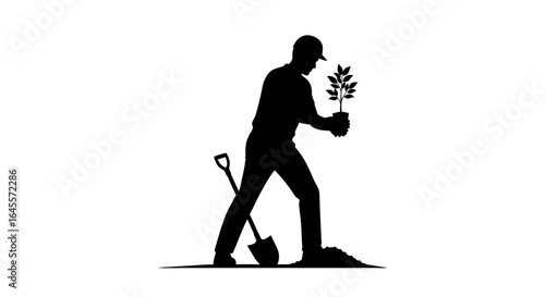 planting a seed of growth a gardener carefully plants a sapling symbolizing new beginnings environmental conservation and sustainable development