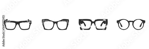 Four different styles of eyeglasses.