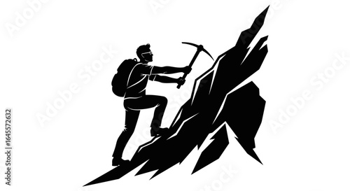 conquer challenges a silhouette of a determined climber scaling a rugged mountain peak symbolizing perseverance and the pursuit of success