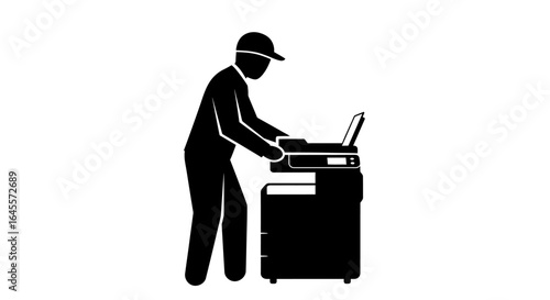 streamlining office workflow a technician efficiently using a multifunction printer for highvolume printing and copying tasks