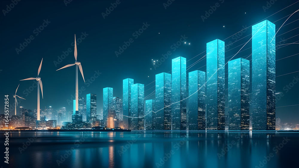 Fototapeta premium Electricity Prices and Green Energy Market Growth 16