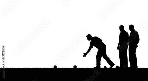 bocce ball players silhouette teamwork strategy and friendly competition on the lawn