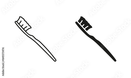 Two simple black and white toothbrush icons.
