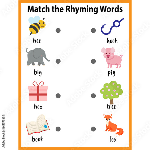 Fotografía Rhyming words activity worksheet for kids page 12