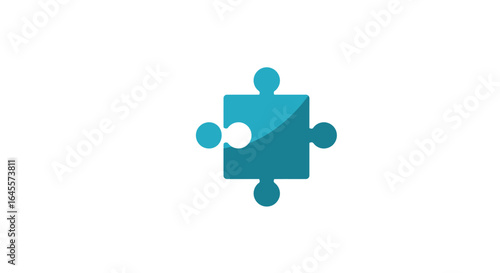 Teal Blue Puzzle Piece Icon: Interlocking Design with Missing Part