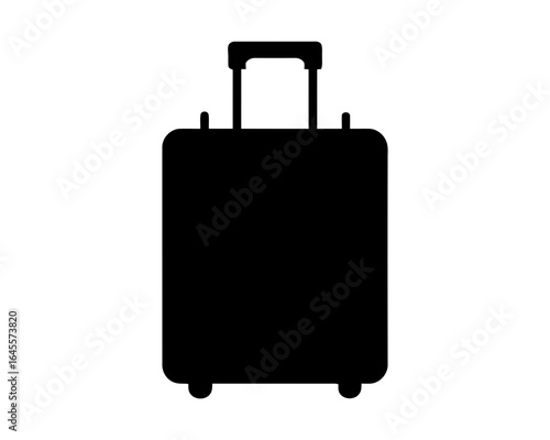 Black silhouette of a wheeled suitcase.

