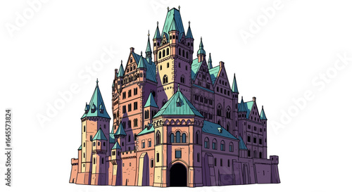 majestic fairytale castle illustration perfect for childrens books fantasy games or enchanting storybook designs