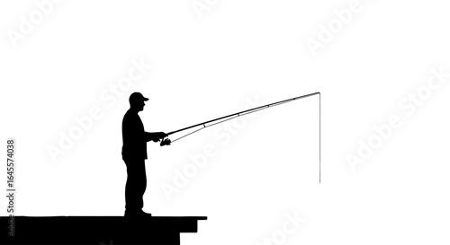 silhouette of a fisherman on a dock casting a line perfect for relaxation solitude and peaceful outdoor recreation themes