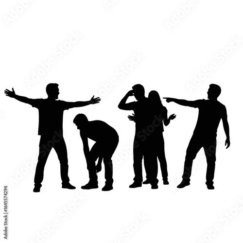 silhouettes of people in conflict illustrating disagreement argument blame and emotional distress for psychology social commentary or relationship issues