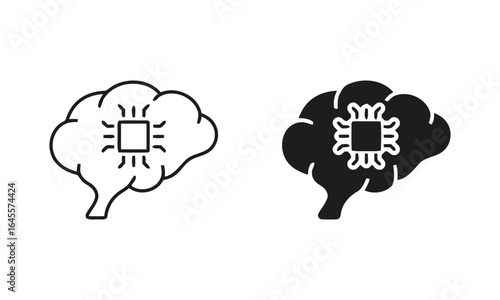 Brains with embedded microchips, symbolizing artificial intelligence.
